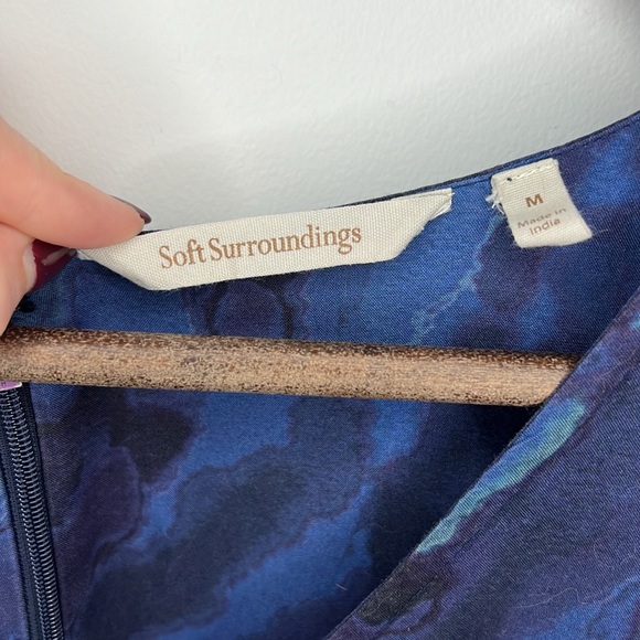 Soft Surroundings Blue Marble Print Flutter Sleeve Viscose Maxi Dress - Picture 5 of 9